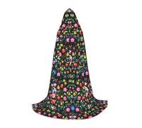 CHAbu Cape à capuche Sugar And Skulls And Flowers pour adolescents - Longue cape médiévale pour cosplay, fête, carnaval - Accessoires de déguisement