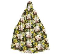 CHAbu Cape à capuche unisexe pour adulte avec fleur de viol, sorcière, jeu de rôle, fête, scène, 150 cm