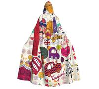 CHAbu Cape à capuche unisexe pour adulte avec journal scolaire en anglais, cape de vampire, sorcière, scène, cosplay, carnaval
