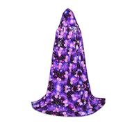 CHAbu Cape à capuche violette avec imprimé papillon mignon pour adolescents - Longue cape médiévale pour cosplay, fête, carnaval