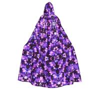 CHAbu Cape à capuche violette avec imprimé papillon mignon pour cosplay, costume de faucheuse sorcière, vampires, diable, bal masqué, fête costumée