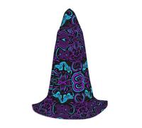CHAbu Cape à capuche violette avec papillon et fleurs pour adolescents - Longue cape médiévale pour cosplay, fête, carnaval