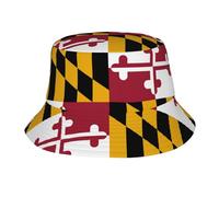 CHAbu Chapeau cloche à large bord avec drapeau de l'État du Maryland - Chapeau de pêcheur pliable pour l'été, la plage, les voyages, l'extérieur, le golf, la randonnée, Noir , Taille unique