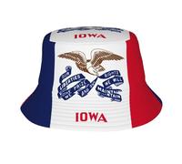 CHAbu Chapeau cloche drapeau de l'État de l'Iowa - Chapeau de soleil à large bord - Casquette de pêcheur pliable pour l'été, la plage, les voyages, l'extérieur, le golf, la randonnée, Noir , Taille