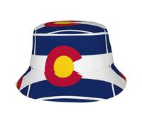 CHAbu Chapeau cloche drapeau de l'État du Colorado Chapeau de soleil à large bord Chapeau de pêcheur Chapeau de pêcheur Pliable Été Plage Voyage Extérieur Golf Randonnée, Noir , Taille unique