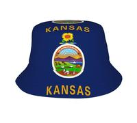 CHAbu Chapeau cloche drapeau de l'État du Kansas Chapeau de soleil à large bord Chapeau de pêcheur Chapeau de pêcheur Pliable Été Plage Voyage Extérieur Golf Randonnée, Noir , Taille unique