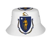 CHAbu Chapeau cloche drapeau de l'État du Massachusetts Chapeau de soleil à large bord Chapeau de pêcheur Casquette pliable pour l'été, la plage, les voyages, l'extérieur, le golf, la randonnée, Noir