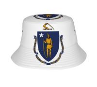 CHAbu Chapeau cloche drapeau de l'État du Massachusetts Chapeau de soleil à large bord Chapeau de pêcheur Casquette pliable pour l'été, la plage, les voyages, l'extérieur, le golf, la randonnée, Noir