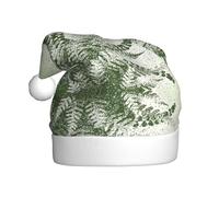 CHAbu Chapeau de Noël en peluche avec silhouette de fougère et feuille de fougère naturelle - Bonnet décoratif de Noël doux et confortable - Fête du Nouvel An - Unisexe