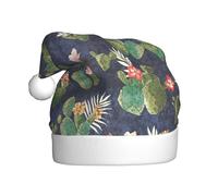 CHAbu Chapeau de Noël en peluche motif cactus aquarelle pour adulte - Doux et confortable - Fête du Nouvel An - Unisexe