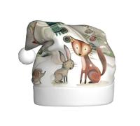 CHAbu Chapeau de Noël en peluche pour adulte - Motif chouette debout sur un bonhomme de neige - Doux et confortable - Fête du Nouvel An - Unisexe