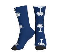 CHAbu Chaussettes de sport mi-tube avec drapeau de la Caroline du Sud pour homme et femme - Respirantes - Tendance - Athlétique - Course à pied, 1 noir, Taille unique