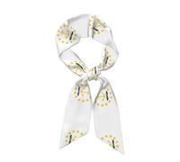 CHAbu Écharpe longue bande en soie avec drapeau de l'État du Rhode Island (tissu satiné) Accessoires tendance pour la vie quotidienne et les voyages Cadeaux, Noir , taille unique