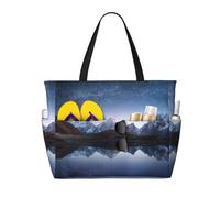 CHAbu Night Sky With Milky Way Sac de plage imperméable avec fermeture éclair et poches pour voyage, vacances, gym, natation, Noir , Taille unique