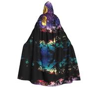CHAbu Night Sky With Trees Cape à capuche unisexe pour adulte Vampire Sorcière Jeu de rôle Fêtes de scène 150 cm
