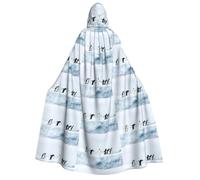 CHAbu Penguins On The Iceberg Cape à capuche unisexe pour adulte Vampire Sorcière Jeu de rôle Fêtes de scène 150 cm
