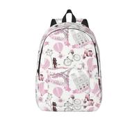 CHAbu Romantique Paris Papillon Toile Sac à Dos Livre Sac Grande Capacité Classique Mode Université Travail Voyage, Noir , M, Décontracté