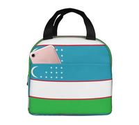 CHAbu Sac à déjeuner isotherme avec fermeture éclair Motif drapeau de la République d'Ouzbékistan Imperméable Réutilisable Camping Picnic Travail School