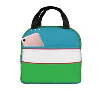 CHAbu Sac à déjeuner isotherme avec fermeture éclair Motif drapeau de la République d'Ouzbékistan Imperméable Réutilisable Camping Picnic Travail School