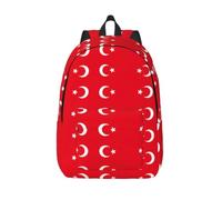 CHAbu Sac à dos en toile avec drapeau de la Turquie - Grande capacité - Classique - Tendance - Pour le travail, les voyages, Noir , M, Décontracté