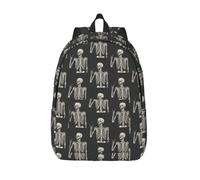 CHAbu Sac à dos en toile avec motif tête de mort, rock, squelette, os, grande capacité, classique, tendance, université, travail, voyage, Noir , M, Décontracté