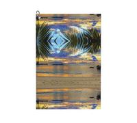 CHAbu Serviette de golf Sunset At The Beach en microfibre avec mousqueton, accessoires de golf ultra absorbants, séchage rapide, cadeaux pour hommes