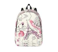 CHAbu The Eiffel Tower And A Bicycle Canvas Backpack Book Bag Grande capacité Classique Fashion College Work Travel, Noir , S, Décontracté