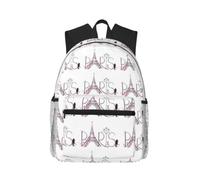 CHAbu Tour Eiffel avec Paris Couple Trip Fleurs Floral Casual Sac à dos quotidien Léger Classique College Voyage Outdoor, Noir , One Size, Décontracté