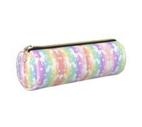 CHAbu Trousse à crayons en cuir avec motif licornes sur rayures colorées, doré, One Size, Classique
