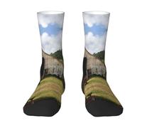 CHAbu Vieille grange en bois avec tracteur rouillé pour adulte Chaussettes de sport Chaussettes élastiques respirantes confortables à porter au quotidien Fitness Outdoor Unisexe, 2 Noir-2, Taille