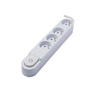 Chacon 48856 Multiprise design sans parafoudre avec Interrupteur/Disjoncteur 3 m 4 Prises Blanc