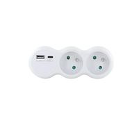 CHACON Biplite Domino 2x16A avec USB-A +USB-C- Blanc