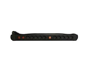 CHACON Bloc 10 x 16 A avec Deux interrupteurs - 1,5 m - Noir