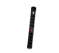 Bloc multiprise noir avec 2 interrupteurs - 8 x 16 A - 1,5m