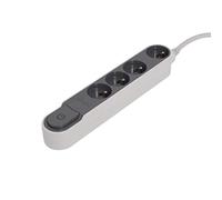Bloc multiprise Design 4x16A 3m + Interrupteur - Gris/Blanc - Chacon