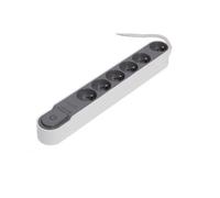 Chacon Bloc Design parafoudre 6 x 16A avec inter., 1.5m, gris foncé, Gris, 16 A, 3 m