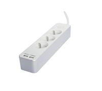 bloc multiprise 3 prises 16 a avec 2 ports usb et cable 1,5 m ho5vv-f 3x1,5 mm? blanc et argente