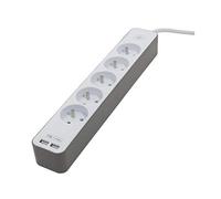 CHACON Bloc Multiprise 5 Prises 16 à avec 2 Ports USB et Câble 1,5m HO5VV-F 3X1mm² Blanc et Brun