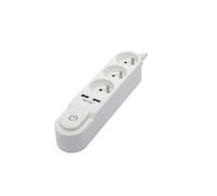 Chacon Bloc multiprise avec interrupteur – 3 prises 16 A, 2 sorties USB 2 A, câble 3 m
