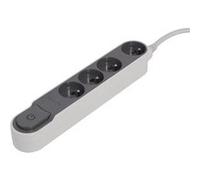 Bloc multiprise Design 4x16A 3m + Interrupteur - Gris/Blanc - Chacon