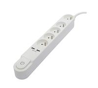 Chacon Bloc multiprise Design avec interrupteur 5 x 16A + 2 x USB - 1,5 m - blanc
