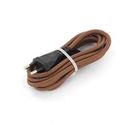 CHACON Câble Textile avec Prise et Interrupteur (2m) - Brun