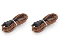 CHACON Câble Textile avec Prise et Interrupteur (2m) - Brun (Lot de 2)