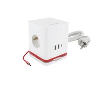 Chacon Bloc multiprise Cube 1,40 m – 3 prises 16A Schuko, 2 USB‑C et 2 USB‑A, interrupteur