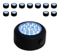 Chacon - Lot de 12 lampes LED rondes magnétiques - classe A+ Noir - 60lm