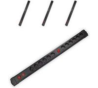 Chacon - Lot de 4 blocs multiprises 12x16A - 2 interrupteurs - 3500W - 1,5m - Noir