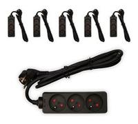 Chacon - Lot de 6 bloc multiprises 3x16A - 1,5m - Noir Noir