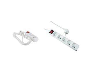 Chacon multiprise 3 x 16 A avec interrupteur- 3m - blanc & EXPERT LINE - Multiprise électrique 5 prises, prise multiple - Bloc multiprise électrique 5 prises + interrupteur, rallonge multiprises