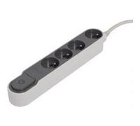 Bloc multiprise Design 4x16A 1,5m + Interrupteur - Gris/Blanc - Chacon