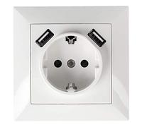 CHACON Prise Schuko encastrable + 2 USB